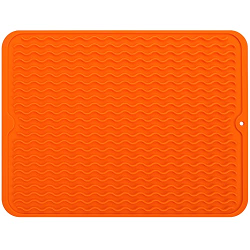 Silicone Dish Drying Mat (Orange / 16"L x 12"W)