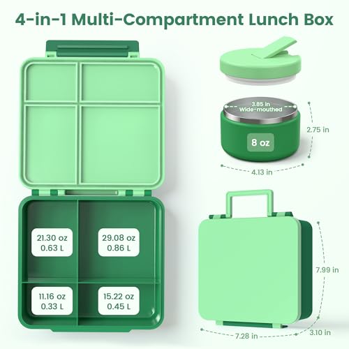 Bento Lunch Box for Kids with 8oz Soup Thermo (4 Count)