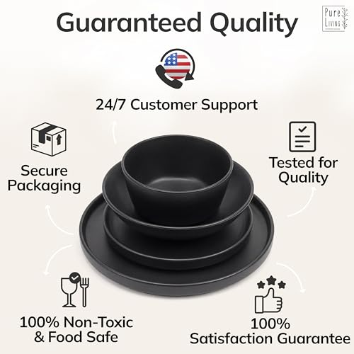 32 Piece Black Dinnerware Sets for 8 (Matte Black / Set for 8 (32pcs))