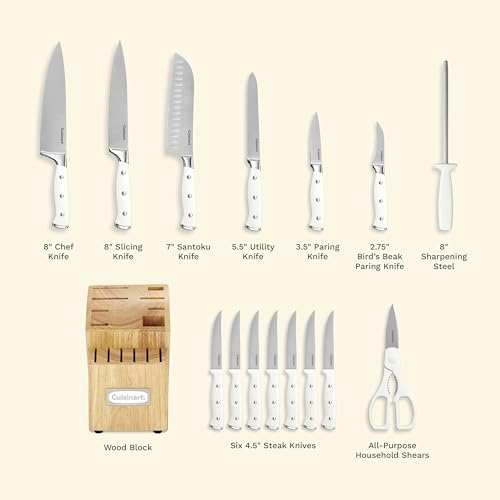 15 Piece Knife Set with Block (White)
