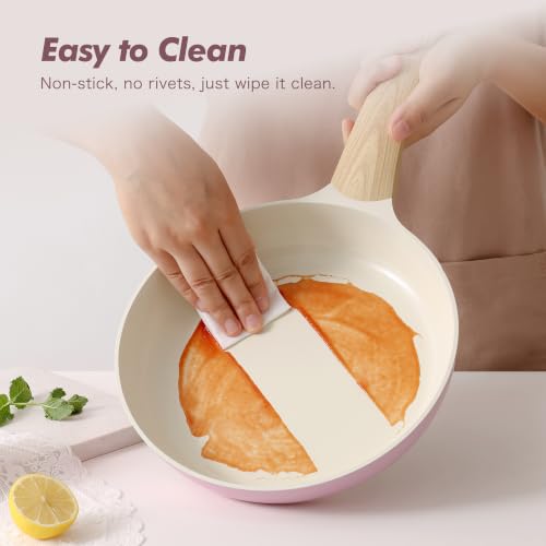 Ceramic Pots and Pans Set Nonstick (Ceramic Pink)
