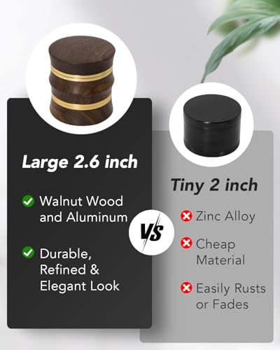 Grinder Large 2.6" Walnut Wood & Aluminum Manual Grinder (Brown)