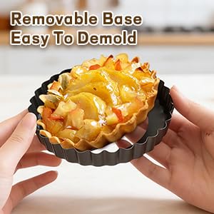 6 Pack 5in Mini Tart Pans with Removable Bottom for Baking