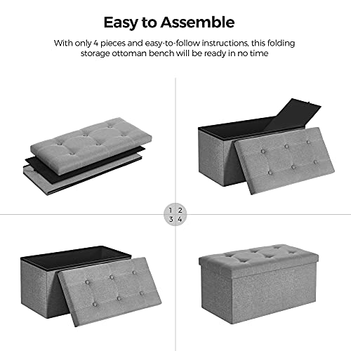 Ottoman Storage Bench (Light Gray + White / 15"D x 30"W x 15"H (without Flipping Lid))