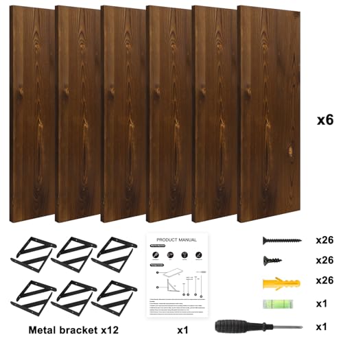 16.5in Floating Shelves for Wall (Dark Carbonized Pine / 16.5 x 6.1 x 0.59 inches)