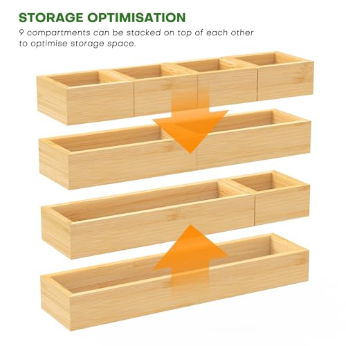 Bamboo Drawer Organizer Set (9 Count)