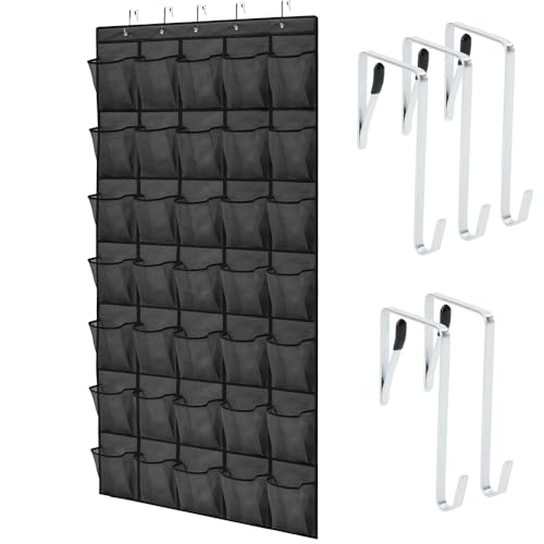 Over the Door Shoe Organizer (Black / 35 Pockets/5 Hooks)