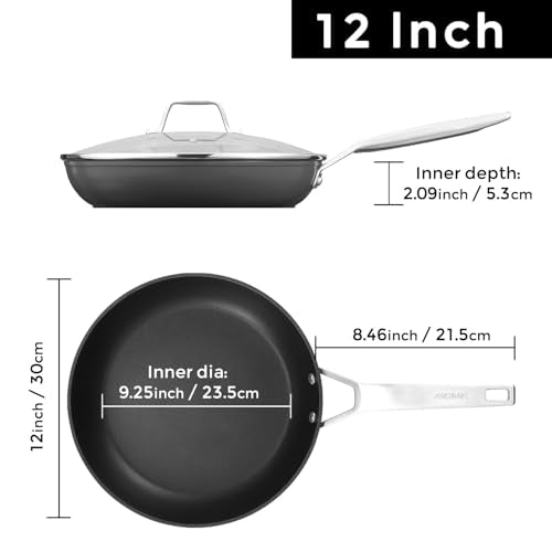 12 Inch Nonstick Frying pan with Lid (12-Inch)