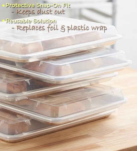 6-Pack 1/2 Size 18''x13'' Sheet Pan with Cover (18 x13 Inch (6-Pack Pan with Lid))