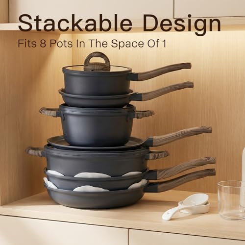 22 Piece Ceramic Cookware Set with Utensils (Gray)