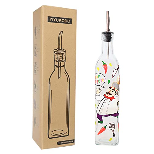 17oz Hand Painted Glass Olive Oil Bottle (chef)