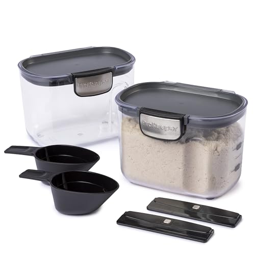 International ProKeeper+ Clear Plastic Airtight Food Baker's Kitchen Storage Organization Container Canister Set with Magnetic Accessories (2- Piece Set)