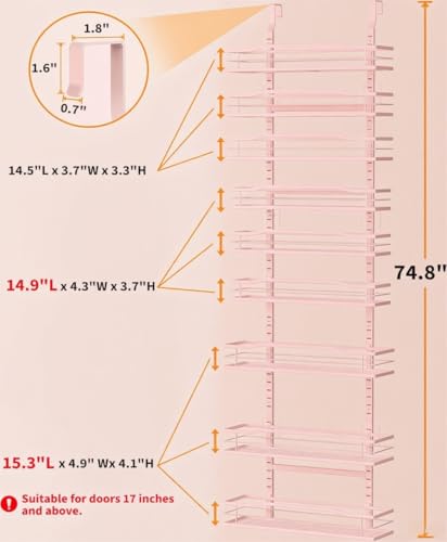 Pink 9 Tier Over The Door Pantry Organizer (9-Tier Standard / Pink)