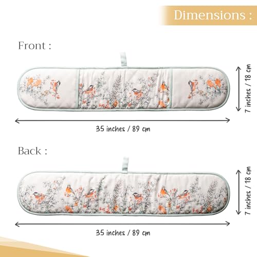 Double Oven Mitts 100% Cotton Double Oven Glove (063 - Whitish Shabby Chique / 7" x 35" (Double Oven Mitt))