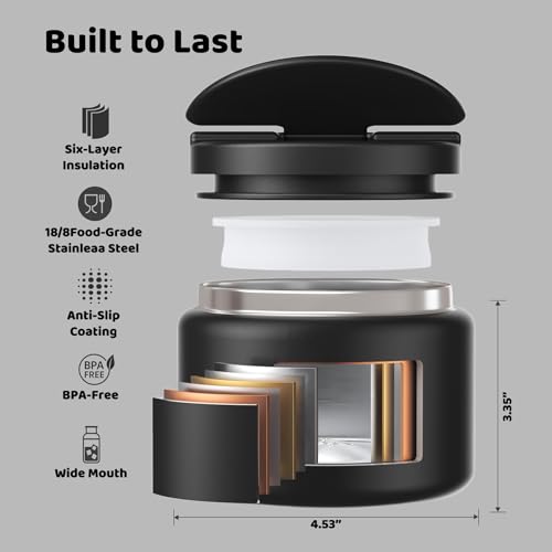 14.5oz Soup Thermo for Hot Food Kids Vacuum Insulated Food Jar Twist (Black)