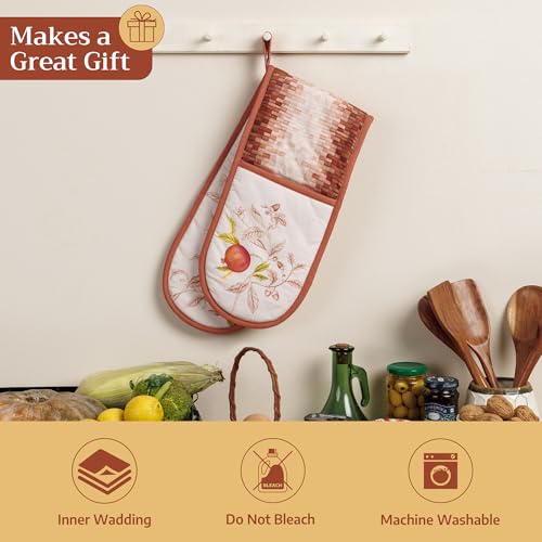 Double Oven Mitts 100% Cotton Double Oven Glove (128 - Vintage Harvest / 7" x 35" (Double Oven Mitt))
