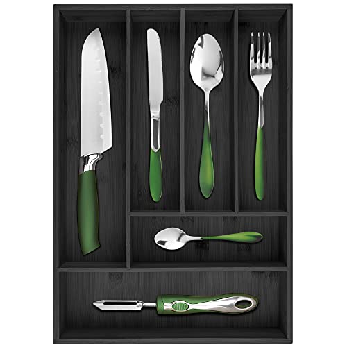 silverware tray organizer (Black / 6 Slots)