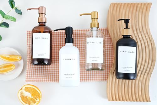 Emerson Glass Soap Dispenser Set (01 – White / Bamboo Black)