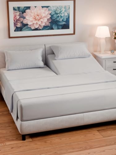 Flex Top Split Head King 4 Piece Sheet Set (04 - French Grey / Split Head/Flex Top)