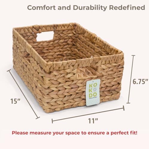 KOKODO Pack of 2 Large 15"L x 11"W Wicker Storage Baskets with Chalkboard (Natural / Large Set 2 15"Lx11"W)