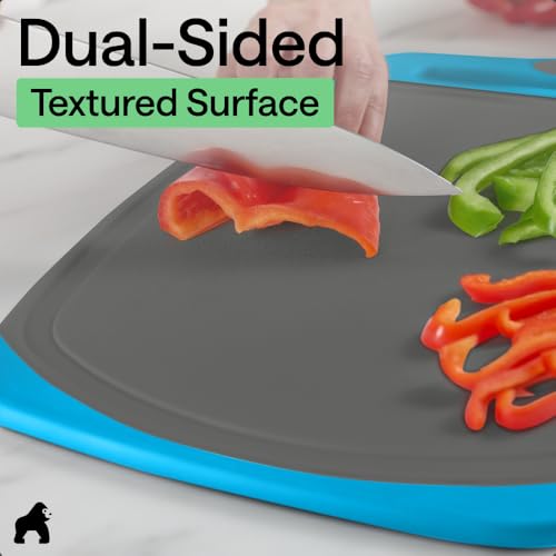 BPA Free Reversible Kitchen Cutting Board (Gray/Aqua / Large (Pack of 3))