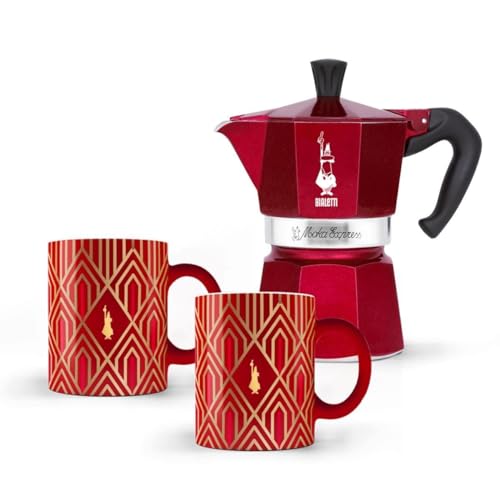 Set Moka Express 3 Cups + 2 Mugs Art Deco (3 Cups / Ltd. Ed. Art Deco Bundle)