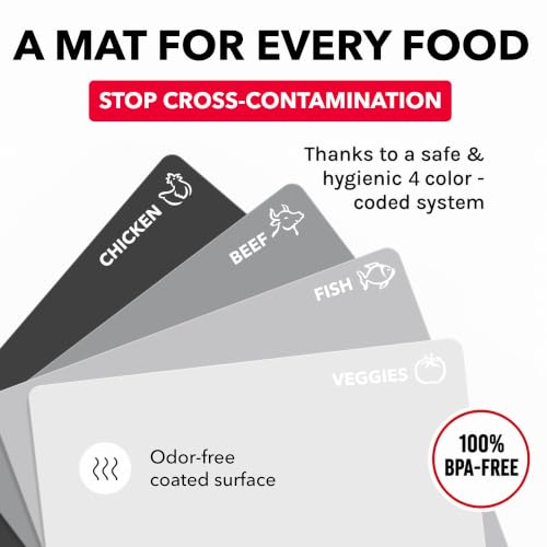 Flexible Plastic Cutting Board Mats for Kitchen (Black/White)
