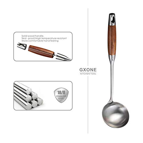 Soup Ladle 304 Stainless Steel Cooking Ladle with Wooden Handle
