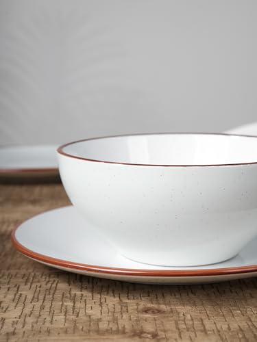 Ceramic Plates and Bowls Sets (White / Service for 4)
