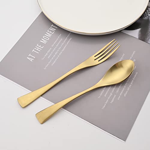 Luxury 18 10 Stainless Steel Matte Champagne gold Cutlery Flatware Set (4 / Champagne Gold)