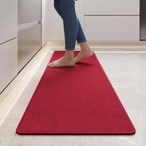 Long Kitchen Runner Rugs Kitchen Mat Non Slip Washable Red 17"x59"