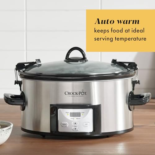 6 Quart Cook & Carry Programmable Slow Cooker with Digital Timer Stainless Steel