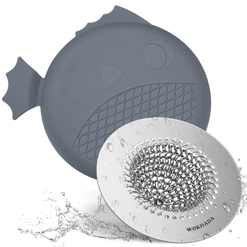 Reversible Sink Drain Strainer & Kitchen Sink Stopper Set (Gray Silver)