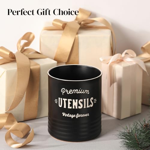 7.2" Large Ceramic Utensil Holder for Kitchen Counter (7.2 Inch / Matte Black)