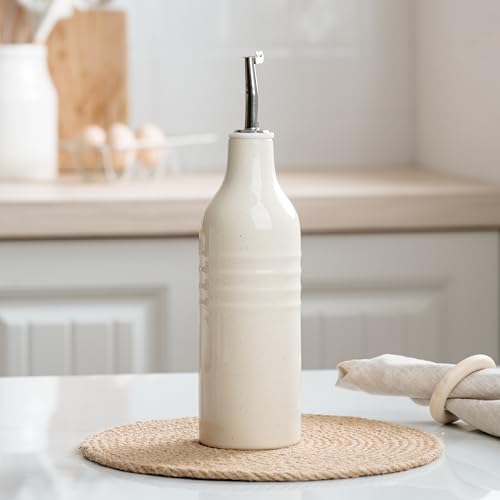 16oz Ceramic Oil Dispenser Bottle (Vanilla White / 1 Piece (Jupiter))