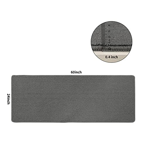 24X60 Inch Kitchen Rug Mats Made of 100% Polypropylene Strip TPR Backing Soft Kitchen Mat Specialized in Anti Slippery and Machine Washable (Grey / 24"×60")