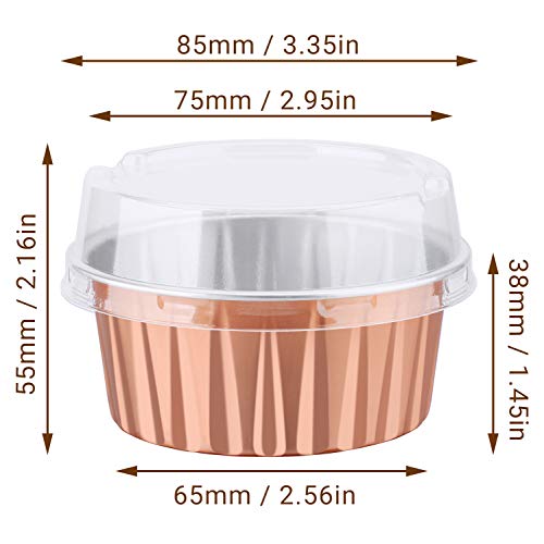 Disposable Foil Ramekins with Lids (Rose Gold / 60pcs)