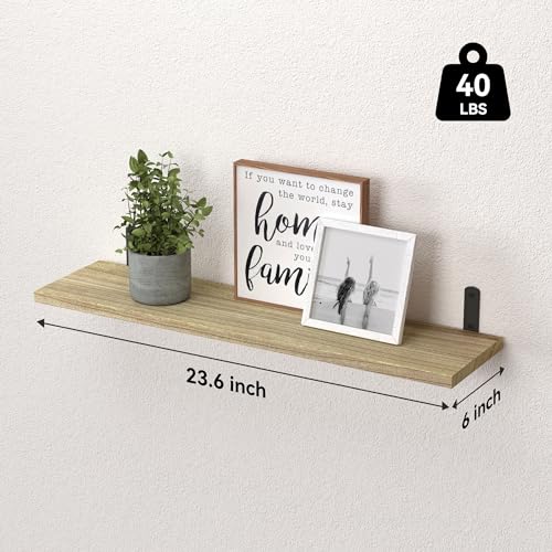 24'' Long Floating Shelves for Wall Decor & Storage (24 Inch / Rustic Brown)
