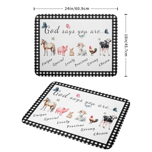 Funny Dish Drying Mat Large Absorbent Drying Pad for Kitchen Counter Easy Clean 18 X 24 in (Farm Animals 605 / 24" x 18")