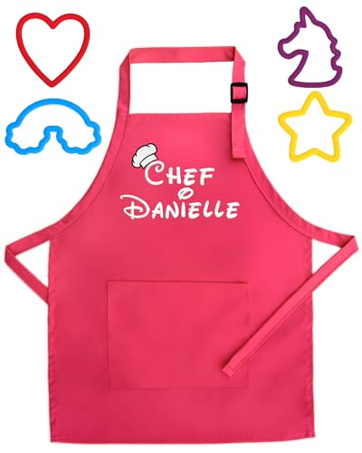 Personalized Kids Apron and Cookie Cutter Bundle (Standard / Hot Pink Apron)