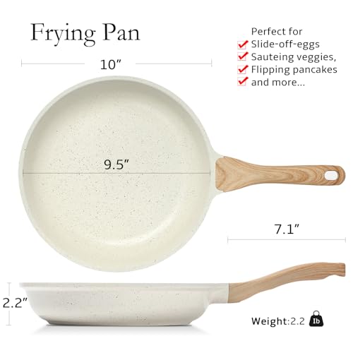 Nonstick Ceramic Frying Pan Skillet (9.5" / White)