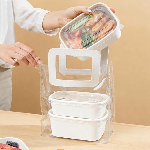 50 Pack 35oz Disposable Meal Prep Containers with Lids & Forks (35oz 50 Count / White Kraft Paper)