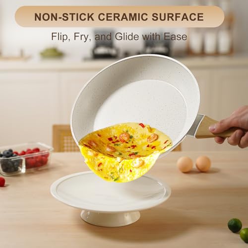 25 Pcs Pots and Pans Set (25-Piece (Cream White))