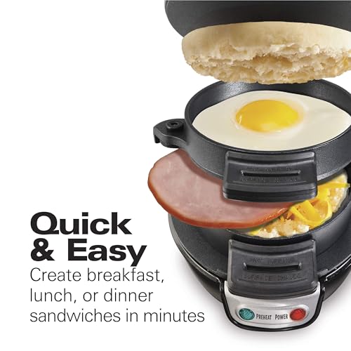 Breakfast Sandwich Maker with Egg Cooker Ring (Black / Single)