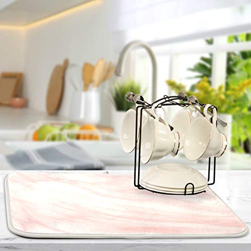 Super Absorbent Dish Drying Mat (Pink Coral Marble / 16" x 18")