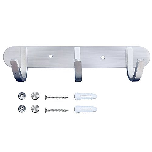 Coat Hook Rack Brushed Nickel (3 Hooks)