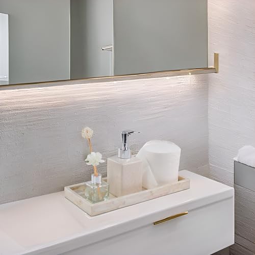 Set of 2 Mother of Pearl Bathroom Tray for Counter (White Tile)