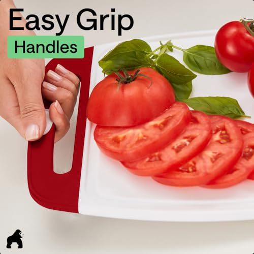BPA Free Reversible Kitchen Cutting Board (Red/White / Large (Pack of 3))