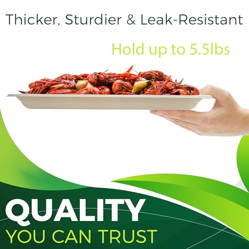 50 Pack Brown 14" Heavy Duty Disposable Rectangle Food Trays (Original / 14in(50count))