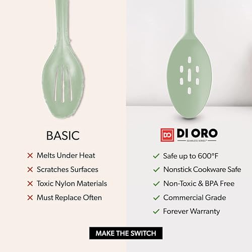DI ORO Silicone Cooking Spoons (Sage)